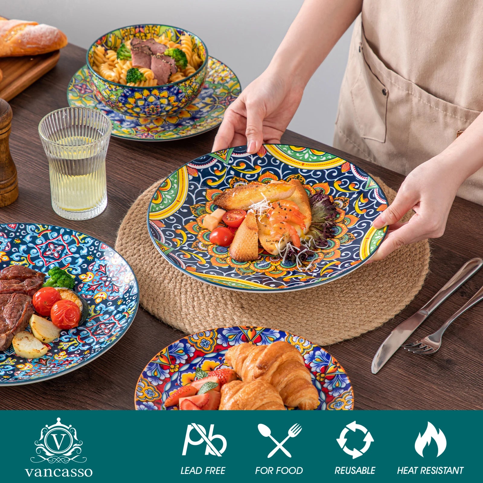 VibrantVista™ Mediterranean Dinnerware Set