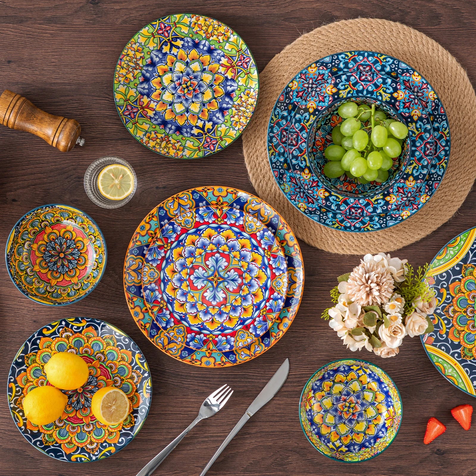 VibrantVista™ Mediterranean Dinnerware Set
